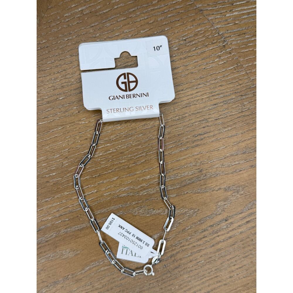 Giani Bernini Sterling Silver Paperclip Link Anklet 10” Italy - Picture 4 of 6